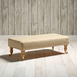 Arden Plain Top Footstool 102 x 46cm (40 x 18") - Wool Plain Honey - 7ins Castor Legs Natural