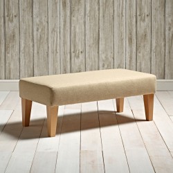 Arden Plain Top Footstool 102 x 46cm (40 x 18") - Wool Plain Honey - 9ins Tapered Legs Natural