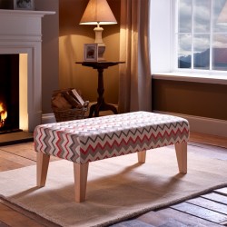 Arden Plain Top Footstool 102 x 46cm (40 x 18") - Clarke & Clarke Chooli Earth - 9ins Tapered Legs Natural