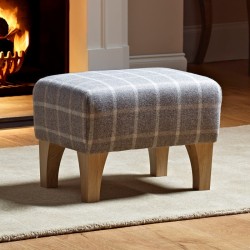 Arden Plain Top Footstool 33 x 23cm (13 x 9") Wool Check Hessian - 15.2cm (6") Concave Tapered Leg Oiled Oak Arden Plain Top Footstool 33 x 23cm (13 x 9") Wool Check Hessian - 15.2cm (6") Concave Tapered Leg Oiled Oak