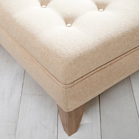 Fernworthy Shallow Buttoned Footstool with Border 46 x 46cm (18 x 18") Wool Plain Honey