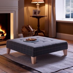 Cannock Shallow Buttoned Footstool 91 x 91cm (36 x 36") Customers Own Material - 5ins Tapered Leg Natural Cannock Shallow Buttoned Footstool 91 x 91cm (36 x 36") Customers Own Material - 5ins Tapered Leg Natural