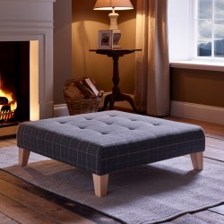 Cannock Shallow Buttoned Footstool 91 x 91cm (36 x 36") Customers Own Material - 5ins Tapered Leg Natural Cannock Shallow Buttoned Footstool 91 x 91cm (36 x 36") Customers Own Material - 5ins Tapered Leg Natural