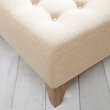 Cannock Shallow Buttoned Footstool 102 x 76cm (40 x 30") Wool Plain Honey