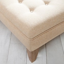 Fernworthy Shallow Buttoned Footstool with Border 102 x 76cm (40 x 30") in Wool Plain Honey