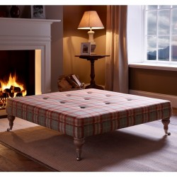 Fernworthy Shallow Buttoned Footstool with Border 122 x 122cm (48 x 48") Moons Wool Threshfield Agate - 7.5ins Castor Leg Washed Oak Fernworthy Shallow Buttoned Footstool with Border 122 x 122cm (48 x 48") Moons Wool Threshfield Agate - 7.5ins Castor Leg Washed Oak
