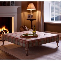 Fernworthy Shallow Buttoned Footstool with Border 122 x 122cm (48 x 48") Moons Wool Threshfield Agate - 7.5ins Castor Leg Washed Oak Fernworthy Shallow Buttoned Footstool with Border 122 x 122cm (48 x 48") Moons Wool Threshfield Agate - 7.5ins Castor Leg Washed Oak