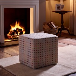 Dalby Cube Footstool 46 x 46cm (18 x 18") Wool Spot Natural Dalby Cube Footstool 46 x 46cm (18 x 18") Wool Spot Natural