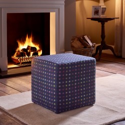 Dalby Cube Footstool 46 x 46cm (18 x 18") Wool Spot Blue Dalby Cube Footstool 46 x 46cm (18 x 18") Wool Spot Blue
