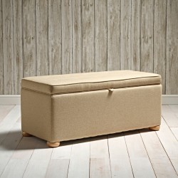 Sherwood Shallow Buttoned & Piped Lid Ottoman 119 x 53cm (47 x 21") Wool Plain Honey - 1.5ins Light Bun Feet Sherwood Shallow Buttoned & Piped Lid Ottoman 119 x 53cm (47 x 21") Wool Plain Honey - 1.5ins Light Bun Feet