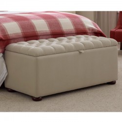 Dean Deep Buttoned Lid Storage Ottoman 119 x 53cm (47 x 21") Pure Cotton Natural - 1.5ins Bun Foot Mahogany Dean Deep Buttoned Lid Storage Ottoman 119 x 53cm (47 x 21") Pure Cotton Natural - 1.5ins Bun Foot Mahogany