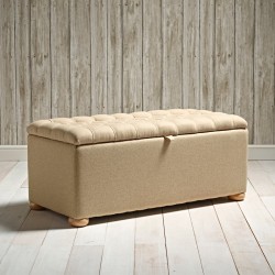 Dean Deep Buttoned Lid Storage Ottoman 119 x 53cm (47 x 21") Wool Plain Honey - 1.5ins Bun Foot Natural Dean Deep Buttoned Lid Storage Ottoman 119 x 53cm (47 x 21") Wool Plain Honey - 1.5ins Bun Foot Natural