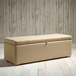 Brechfa Plain Lid Storage Ottoman 152 x 53cm (60 x 21") Wool Plain Honey - 1ins Square Foot Natural