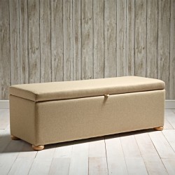 Brechfa Plain Lid Storage Ottoman 152 x 53cm (60 x 21") Wool Plain Honey - 1.5ins Bun Foot Natural