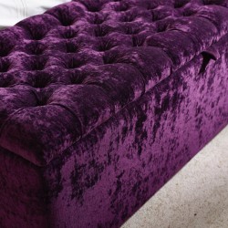 Dean Deep Buttoned Lid Storage Ottoman 152 x 53cm (60 x 21") Crushed Velvet Aubergine