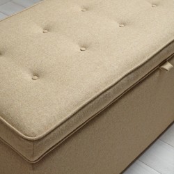 Sherwood Shallow Buttoned & Piped Lid Ottoman 183 x 53cm (72 x 21") Wool Plain Honey