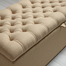 Dean Deep Buttoned Lid Storage Ottoman 183 x 53cm (72 x 21") Wool Plain Honey Dean Deep Buttoned Lid Storage Ottoman 183 x 53cm (72 x 21") Wool Plain Honey