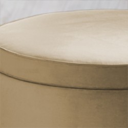 Winterfold Plain & Piped Lid Medium Depth Round Storage Footstool 102cm (40") Wool Plain Honey