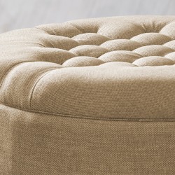 Epping Deep Buttoned & Piped Lid Medium Depth Round Storage Footstool 102cm (40") Wool Plain Honey