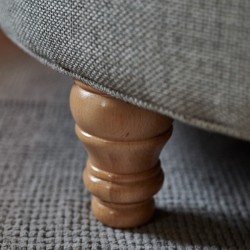 Epping Deep Buttoned & Piped Lid Medium Depth Round Storage Footstool 102cm (40") with 12.7cm (5") Turned Leg Natural