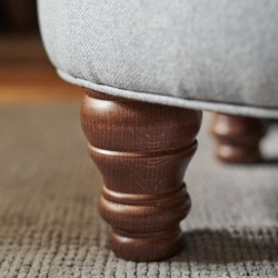 Epping Deep Buttoned & Piped Lid Medium Depth Round Storage Footstool 102cm (40") with 12.7cm (5") Turned Leg Mahogany