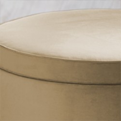 Thetford Plain & Piped Lid Full Depth Round Storage Footstool 76cm (30") Wool Plain Honey