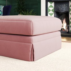 Kielder Valanced Footstool 91 x 91cm (36 x 36") in Flat Velvet Blush