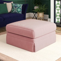 Kielder Valanced Footstool 91 x 91cm (36 x 36") in Flat Velvet Blush