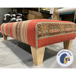 Arden Plain Top Footstool 102 x 46cm (40 x 18") - Geometric Stripe Earth - 5ins Tapered Natural Leg 5614