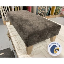 Arden Plain Top Footstool 102 x 46cm (40 x 18") House Velvet Slate - 6ins Convex Oiled Oak Leg 9104