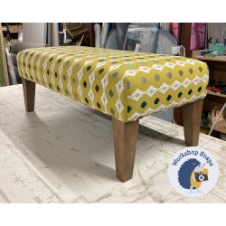 Arden Plain Top Footstool 102 x 46cm (40 x 18") COM Sanderson Mossi Sumac - Single Piped Trim - 9ins Tapered Oak Leg 8824