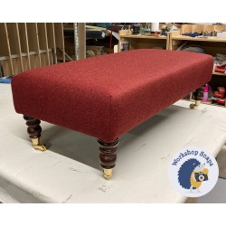 Arden Plain Top Footstool 102 x 46cm (40 x 18") Wool Plain Pomegranate - 17.8cm Castor Mahogany Leg 9272