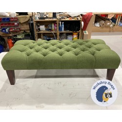 Kinver Deep Buttoned Footstool 122 x 53cm (48x21") Soft Weave Forest Green - 9ins Tapered Mahogany Leg 6288