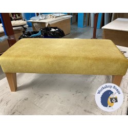 Arden Plain Top Footstool 102 x 46cm (40 x 18") Marbled Velvet Buttercup - Plain Trim - 9ins Tapered Natural Leg 7285