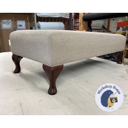 Arden Plain Top Footstool 102 x 46cm (40 x 18") Soft Weave Mist - Piped Trim - 6ins Queen Anne Leg 7353