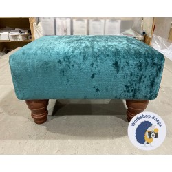 Arden Plain Top Footstool 46 x 33cm (18 x 13") Crushed Velvet Teal - 5ins Turned Mahogany Leg 5575 Arden Plain Top Footstool 46 x 33cm (18 x 13") Crushed Velvet Teal - 5ins Turned Mahogany Leg 5575