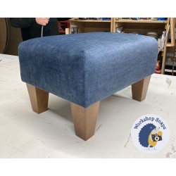 Arden Plain Top Footstool 46 x 33cm (18 x 13") Easycare Velvet Atlantic - 12.7cm Tapered Leg Oak 9438 Arden Plain Top Footstool 46 x 33cm (18 x 13") Easycare Velvet Atlantic - 12.7cm Tapered Leg Oak 9438