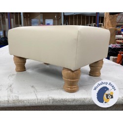Arden Plain Top Footstool 46 x 33cm (18 x 13") Faux Leather Cream - 4ins Turned Oak Leg 7042 Arden Plain Top Footstool 46 x 33cm (18 x 13") Faux Leather Cream - 4ins Turned Oak Leg 7042