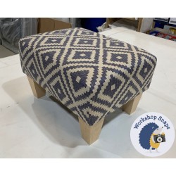 Arden Plain Top Footstool 46 x 33cm (18 x 13") Geometric Bricks Indigo - 5ins Tapered Natural Leg 4796 Arden Plain Top Footstool 46 x 33cm (18 x 13") Geometric Bricks Indigo - 5ins Tapered Natural Leg 4796