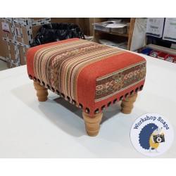 Arden Plain Top Footstool 46 x 33cm (18 x 13") Geometric Stripe Earth - Full Studs - 5 Inch Turned Leg Natural 4577 Arden Plain Top Footstool 46 x 33cm (18 x 13") Geometric Stripe Earth - Full Studs - 5 Inch Turned Leg Natural 4577