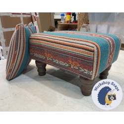 Arden Plain Top Footstool 46 x 33cm (18 x 13") Geometric Stripe Capri - 5ins Turned Oak leg - Plus matching self piped 15 ins scatter cushion 5176 Arden Plain Top Footstool 46 x 33cm (18 x 13") Geometric Stripe Capri - 5ins Turned Oak leg - Plus matching self piped 15 ins scatter cushion 5176