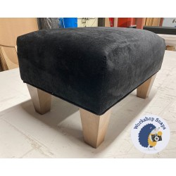 Arden Plain Top Footstool 46 x 33cm (18 x 13") House Velvet Black - Piped Trim - 5ins Tapered Oak Leg 7952 Arden Plain Top Footstool 46 x 33cm (18 x 13") House Velvet Black - Piped Trim - 5ins Tapered Oak Leg 7952