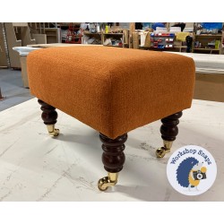Arden Plain Top Footstool 46 x 33cm (18 x 13") Soft Weave Copper - Plain Trim - 7ins Castor Mahogany Leg 8628 Arden Plain Top Footstool 46 x 33cm (18 x 13") Soft Weave Copper - Plain Trim - 7ins Castor Mahogany Leg 8628