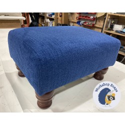 Arden Plain Top Footstool 46 x 33cm (18 x 13") Soft Weave Sapphire - 4ins Turned Mahogany Leg 6305 Arden Plain Top Footstool 46 x 33cm (18 x 13") Soft Weave Sapphire - 4ins Turned Mahogany Leg 6305