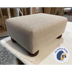 Arden Plain Top Footstool 46 x 33cm (18 x 13") Textured Weave Stone - 2ins Bun Mahogany Foot 7143 Arden Plain Top Footstool 46 x 33cm (18 x 13") Textured Weave Stone - 2ins Bun Mahogany Foot 7143