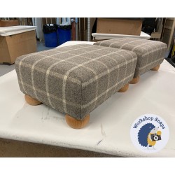 Arden Plain Top Footstool 46 x 33cm (18 x 13") Wool Check Hessian - Piped Trim - 2ins Bun Natural Foot 8207 Arden Plain Top Footstool 46 x 33cm (18 x 13") Wool Check Hessian - Piped Trim - 2ins Bun Natural Foot 8207
