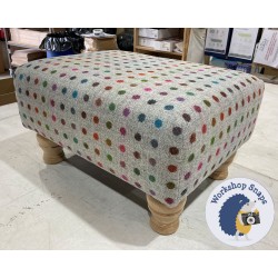 Arden Plain Top Footstool 46 x 33cm (18 x 13") Wool Spot Grey - 4in Turned Leg Natural 5032 Arden Plain Top Footstool 46 x 33cm (18 x 13") Wool Spot Grey - 4in Turned Leg Natural 5032