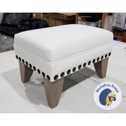 Wentwood Plain Top Footstool with Border 46 x 33cm (18 x 13") Faux Leather White - 6" Convex Tapered Washed Oak Leg - Full Studs 4284 Wentwood Plain Top Footstool with Border 46 x 33cm (18 x 13") Faux Leather White - 6" Convex Tapered Washed Oak Leg - Full Studs 4284