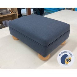 Wentwood Plain Top Footstool with Border 46 x 33cm (18 x 13") Faux Wool Navy - 5cm Bun Foot Natural 9442 Wentwood Plain Top Footstool with Border 46 x 33cm (18 x 13") Faux Wool Navy - 5cm Bun Foot Natural 9442