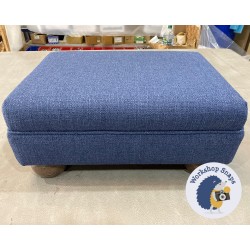 Wentwood Plain Top Footstool with Border 46 x 33cm (18 x 13") Textured Weave Indigo - 2ins Bun Oak Foot 5517 Wentwood Plain Top Footstool with Border 46 x 33cm (18 x 13") Textured Weave Indigo - 2ins Bun Oak Foot 5517